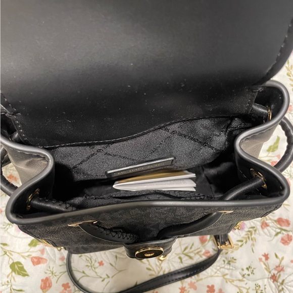 NWT Michael Kors Mini Drawstring Backpack, Phoebe leather, double zipper - Picture 5 of 5